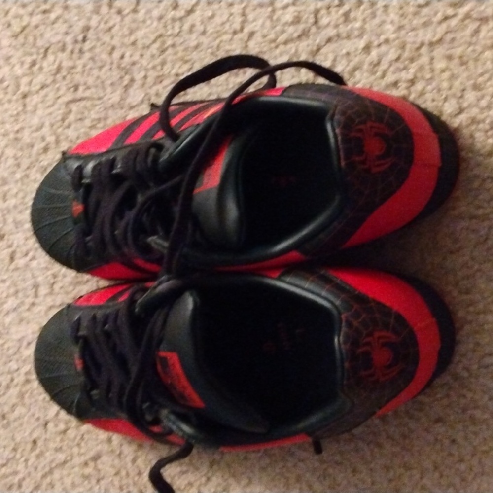 Men's Black and Red Spider-Themed Shoes